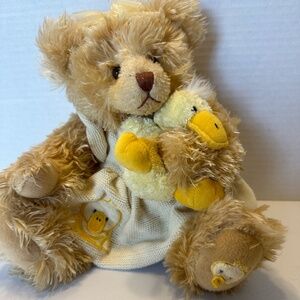 Settlers Bear Brand Girl Teddy Bear With Duck and Matching Dress